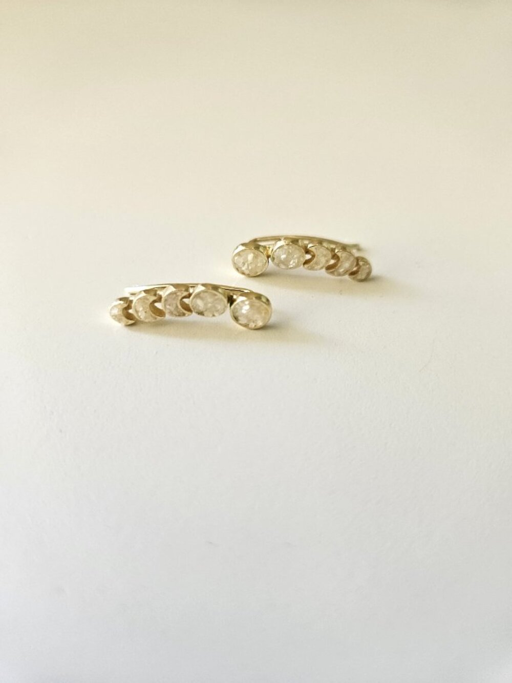 Bonito 18k Gold & Pearl Sahara Moon Climbers Celestial Earrings